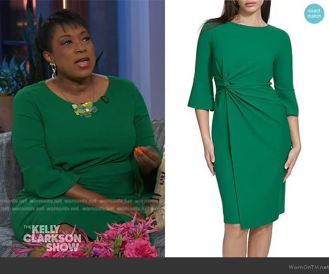 Kensie Stretch Boat Neckline Mid Length Bell Sleeve Dress worn by Danita Harris on The Kelly Clarkson Show