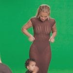 Khloe’s brown ribbed top and skirt on The Kardashians