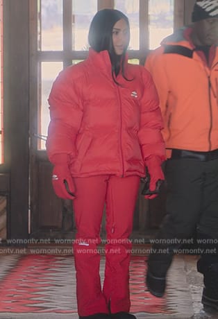 Kim's red puffer jacket on The Kardashians