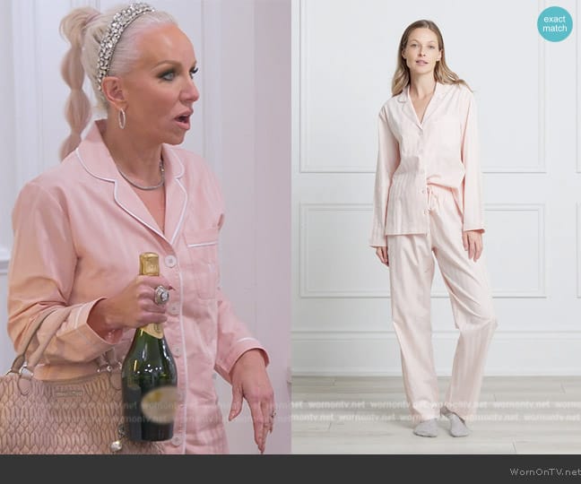 KIP Premium Cotton Pajama Set in Pink Peony worn by Margaret Josephs on The Real Housewives of New Jersey