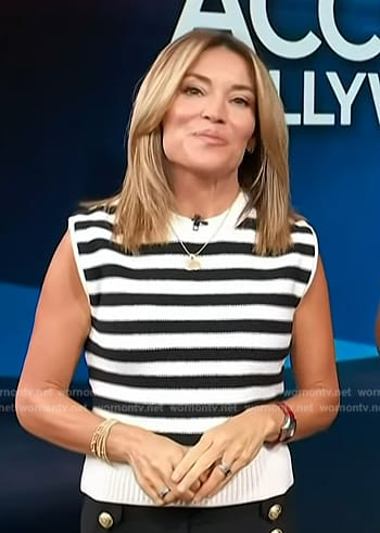 Kit's stripe knit top and pants on Access Hollywood