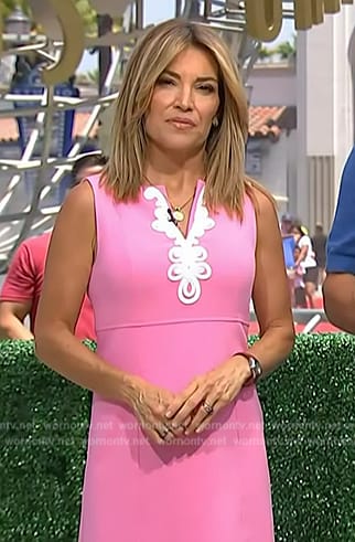 Kit’s pink embroidered dress on Access Hollywood