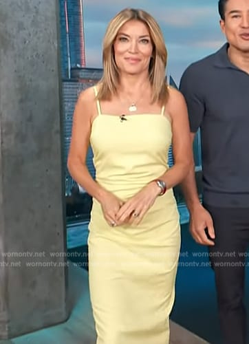 Kit’s yellow draped dress on Access Hollywood