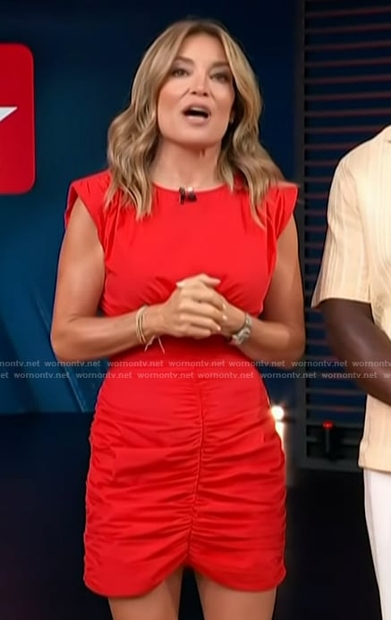 Kit’s red ruched dress on Access Hollywood