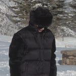 Kris’s black sherpa ski jacket on The Kardashians