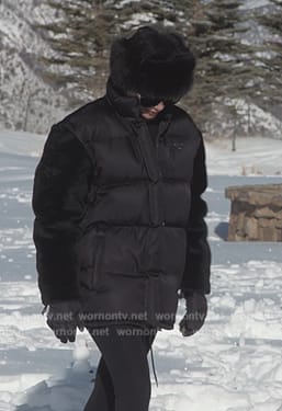 Kris's black sherpa ski jacket on The Kardashians