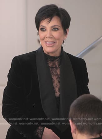 Kris's black velvet blazer on The Kardashians