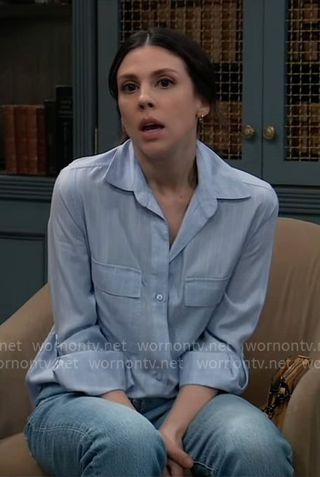 Kristina's blue pinstriped shirt on General Hospital