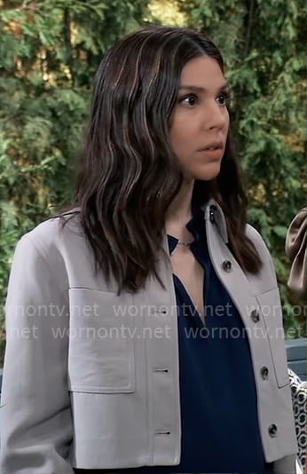 Kristina’s grey cropped jacket on General Hospital