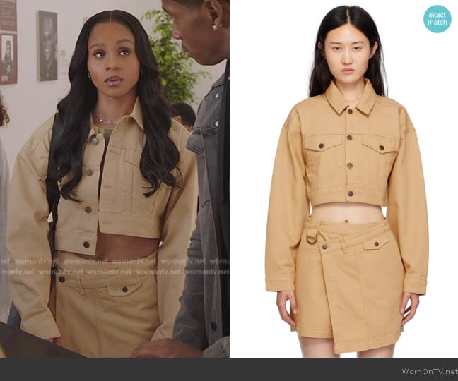 Ksubi Beige Kommand Jacket worn by Simone (Geffri Hightower) on All American Homecoming