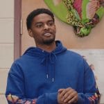 JR’s blue printed sleeve hoodie on All American Homecoming