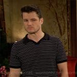 Kyle’s navy striped polo shirt on The Young and the Restless