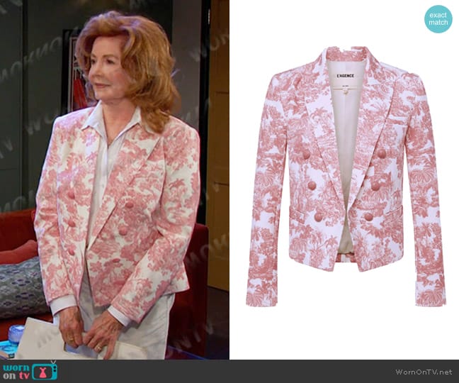 L'Agence Brooke Blazer in Rose Tan Multi worn by Maggie Horton (Suzanne Rogers) on Days of our Lives