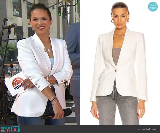 L'Agence Chamberlain Blazer in Ivory worn by Laura Jarrett on Today