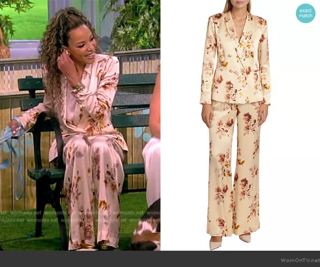 L'Agence Colin Floral Double-Breasted Blazer worn by Sunny Hostin on The View