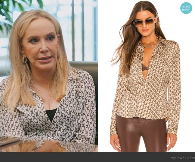 L'Agence Harmony Long Sleeve Blouse worn by Shannon Beador on The Real Housewives of Orange County