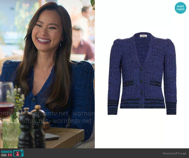 L'Agence Jenni Cardigan in Blue worn by Kiki (Jamie Chung) on UnPrisoned