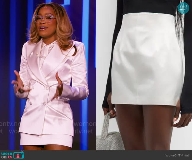 LaQuan Smith High-Waisted Corset Mini Skirt worn by Keke Palmer on Password