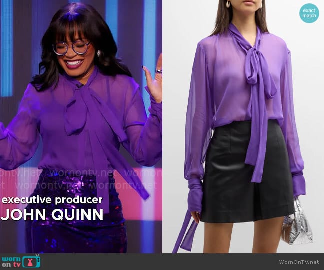 WornOnTV: Keke Palmer’s purple tie blouse and sequin skirt on Password ...