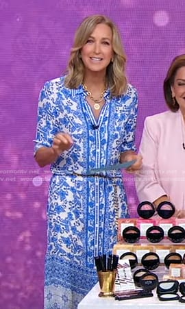 Lara’s blue floral maxi shirtdress on Good Morning America