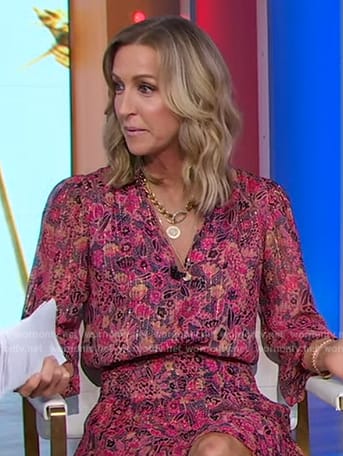 Lara’s floral print metallic dress on Good Morning America