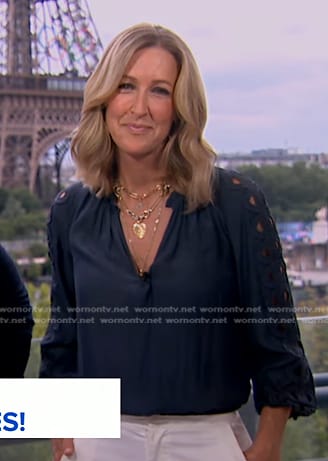 Lara’s navy cutout blouse on Good Morning America