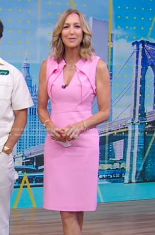 Lara's pink folded sheath dress on Good Morning America