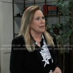 Laura’s black and white floral blouse on General Hospital
