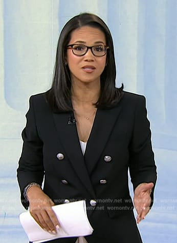 Laura Jarrett's black double breasted blazer on Today