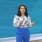 Laura’s floral blouse and blue pants on Today