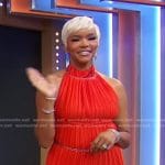 LeToya Luckett’s red pleated mini dress on Good Morning America