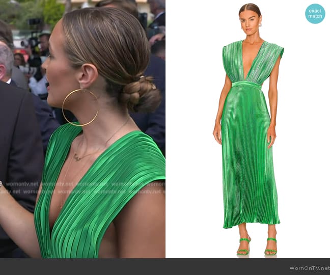 L'Idee Gala Midi Dress worn by Emily Orozco on Access Hollywood