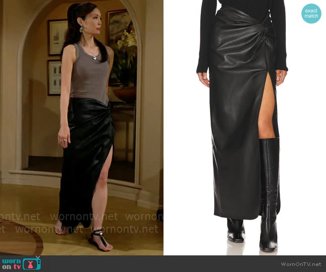 Line & Dot Carmela Skirt worn by Penelope Poppy Nozawa (Romy Park) on The Bold and the Beautiful