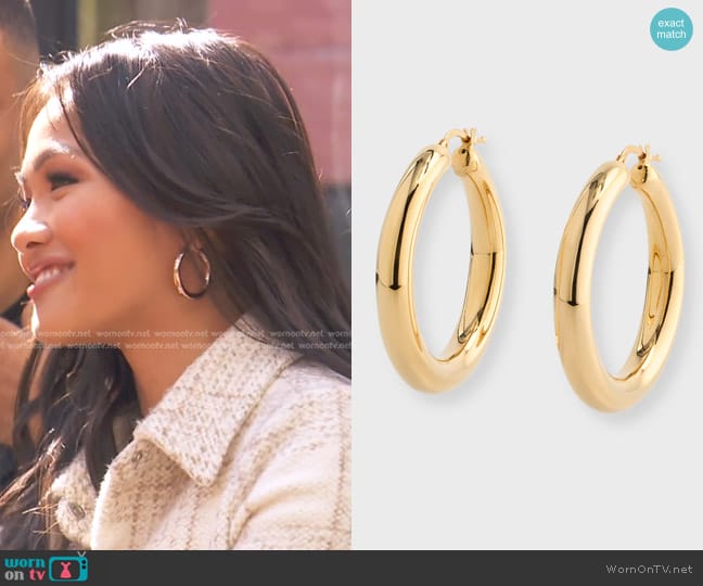 Lisa Nik 18K Golden Dreams Hoop Earrings worn by Jenn Tran on The Bachelorette