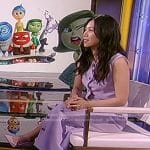 Liza Lapira’s lilac button vest and skirt on Good Morning America