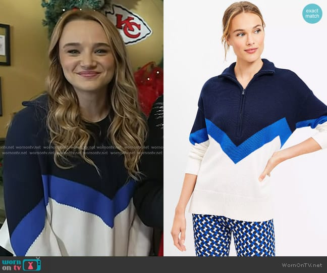 Lou & Grey at Loft Zig Zag Half Zip Tunic Sweater worn by Hunter King on Today