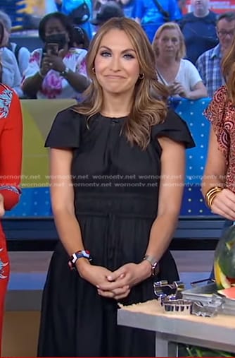 Lori's black tie waist midi dress on Good Morning America