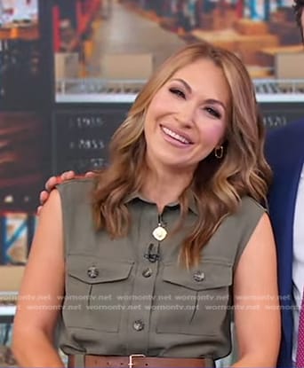 Lori's khaki green belted dress on Good Morning America