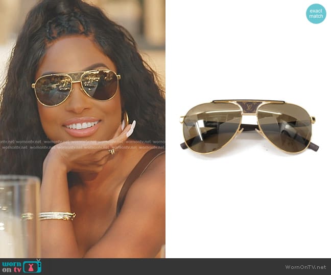 Louis Vuitton Pacific Pilot Sunglasses worn by Lesa Milan (Lesa Milan) on The Real Housewives of Dubai