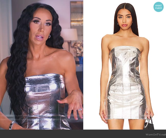 Lovers + Friends Mercury Faux Leather Mini Dress worn by  on The Real Housewives of New Jersey