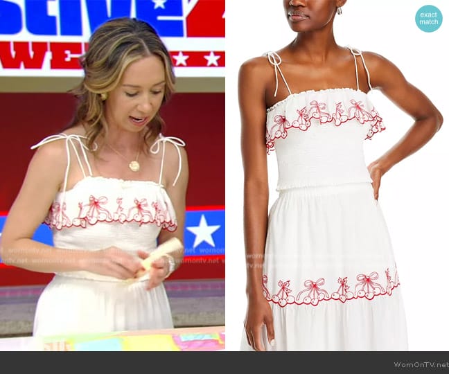 LoveShackFancy Carletta Top worn by Shannon Doherty on Live with Kelly and Mark