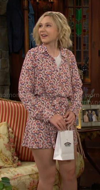 Lucy's floral romper on The Young and the Restless