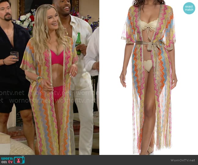 Luli Fama Miami Era Kaftan worn by Donna Logan (Jennifer Gareis) on The Bold and the Beautiful