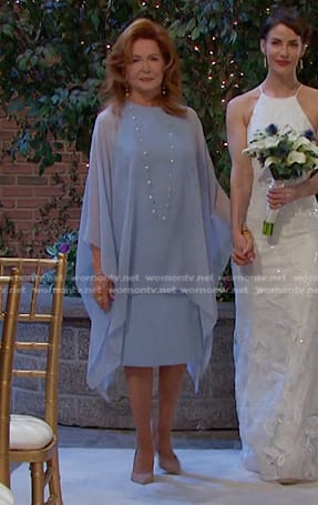 Maggie’s blue layered sheer dress on Days of our Lives