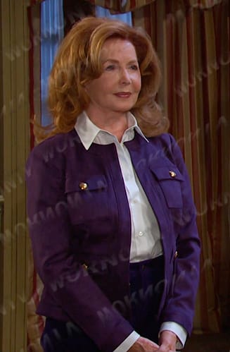 Maggie's purple suede jacket on Days of our Lives