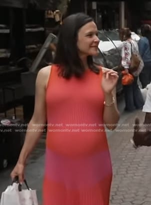 Maggie Rulli's red ribbed colorblock dress on Good Morning America