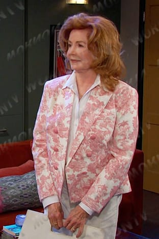 Maggie's pink floral blazer on Days of our Lives