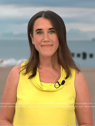 Maggie’s yellow cowl neck sleeveless top on Today