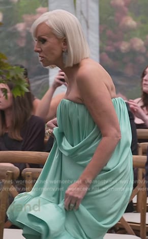 Margaret's green strapless ruffle dress on RHONJ