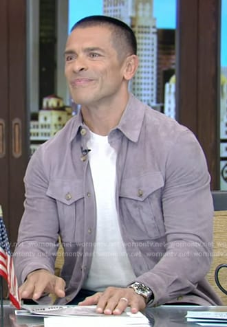 Mark’s purple suede jacket on Live with Kelly and Mark